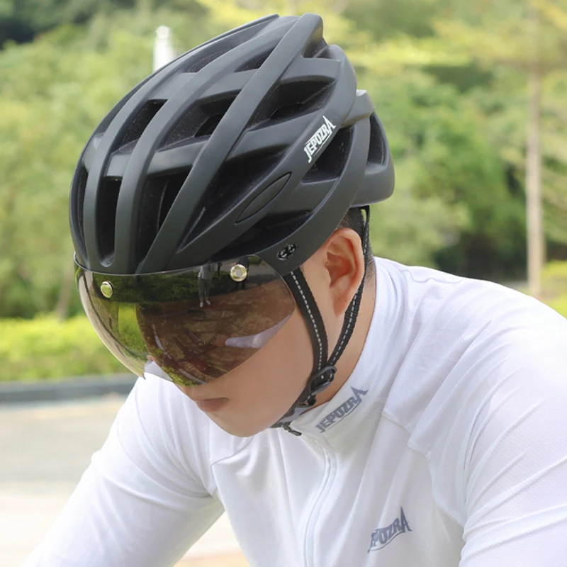 Светодиодный велосипедный шлем JEPOZRA с солнцезащитным козырьком для мужчин