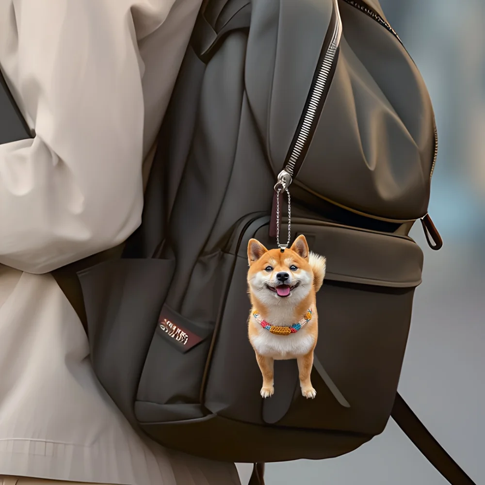 Улыбающийся 2D акриловый кулон-брелок Шиба-ину универсальный шарм милого щенка