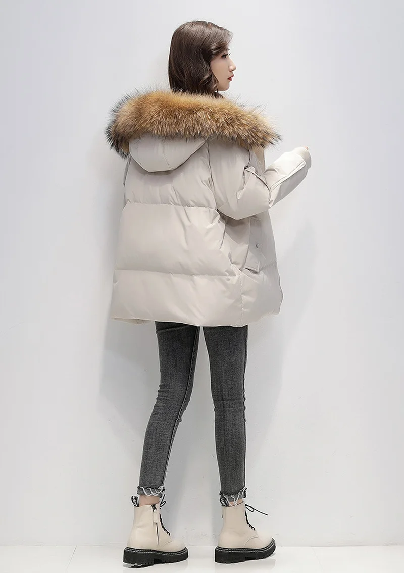 Fashion Classic Down Coats with Furry Collar Urban Women Casual Commute Short Cotton Coats New Autumn Winter Warm Thick Outwears