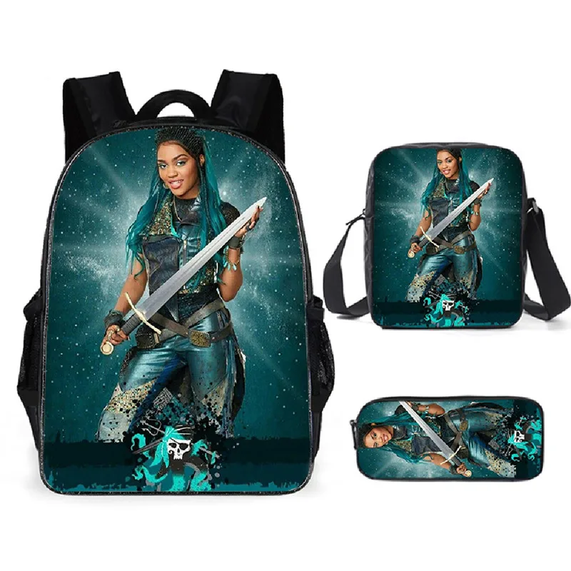 Genuine Disney Movie Descendants 3 Fashion Backpack Children's School Bag with Pencil Case Men Women Travel Backpack Xmas Gift