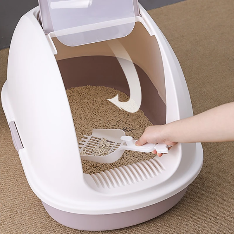 

Deodorization Big Cat Bedpans Toilet Leak Proof Enclosed Sandbox Cat Bedpans Covered Box Areneros Para Gato Pet Products QF50CB