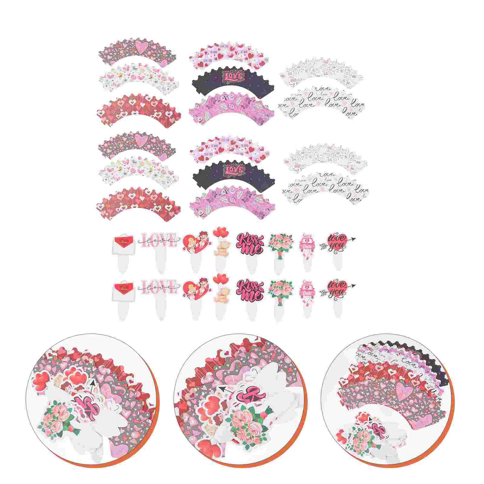 

Valentineday Cake Cupcake Picks Valentines Rim Aniversary Love Happy Decor Wrappers Decoration Cup Appetizer Accessories Favor