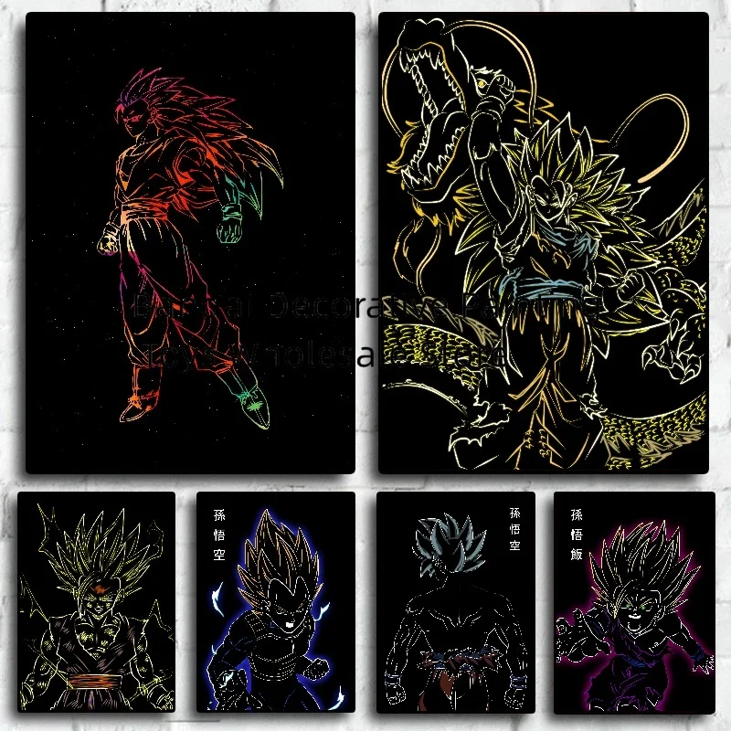Классический постер из аниме Драконий жемчуг Картина на холсте Super Saiyan Vegeta без