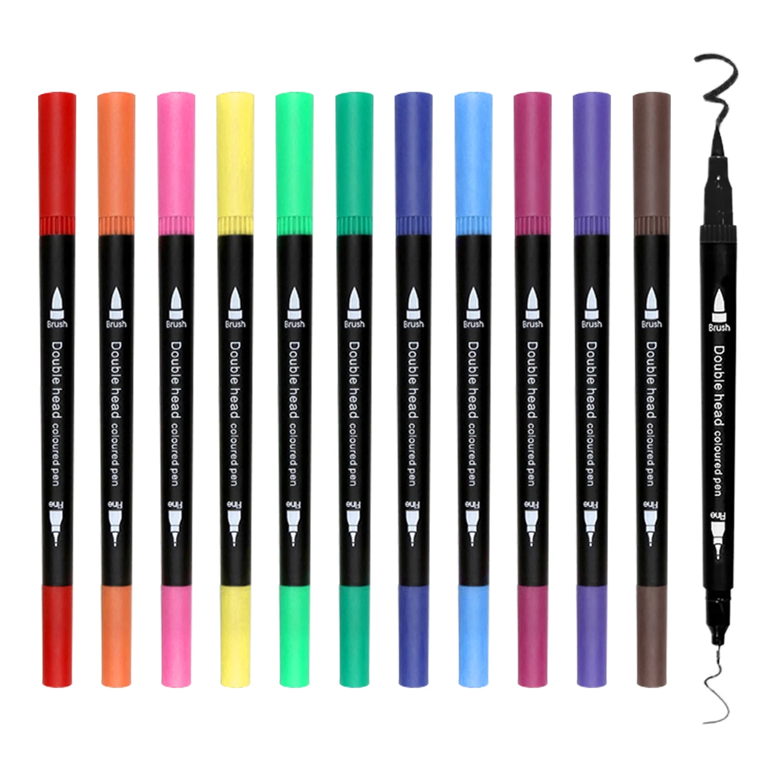 

12/24/48pcs Marker Pen Doodle For Coloring Durable Painting Calligraphy Beginners Artists Dual Tip Drawing Kids Adults Lettering