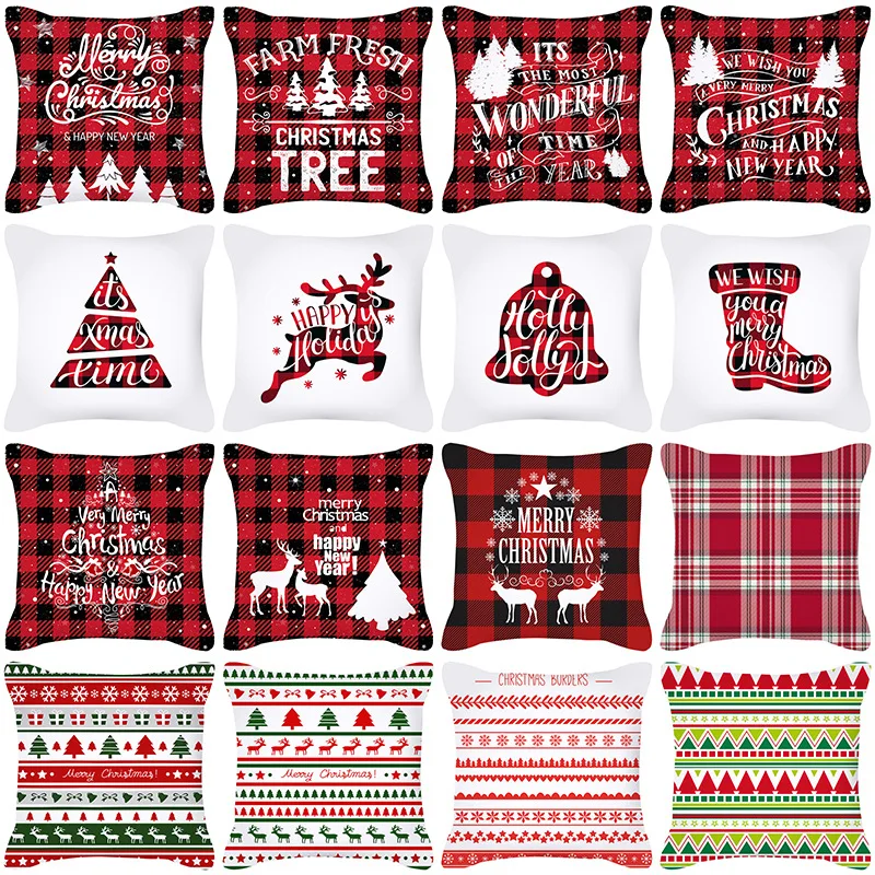 

45*45cm Christmas Pillowcase Nordic Plaid Super Soft Cushion Cover Sofa Pillowcase New Household Products