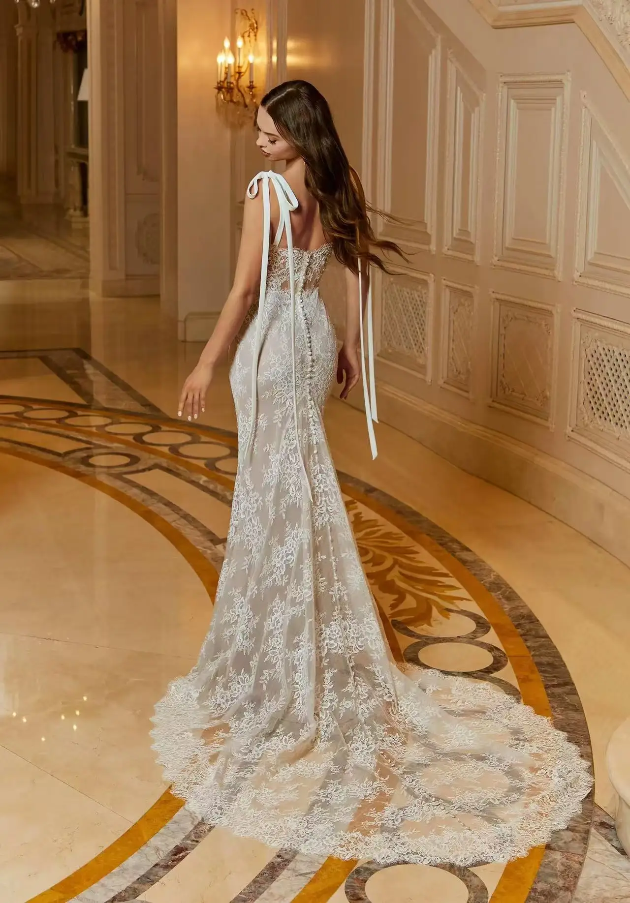 Customzied With Detachable Skirt Vestido De Novia Encaje Corte Sirena Abiti Da Sposa Sartoriali Elegante 2025 Vintage