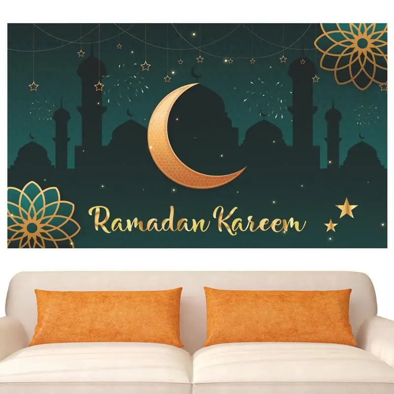 

Eid Wall Hanging Tapestry Decor 180X110cm Photography Background Cloth 2023 Eid Al-Fitr Backdrop Banner Islamic Party Supplies