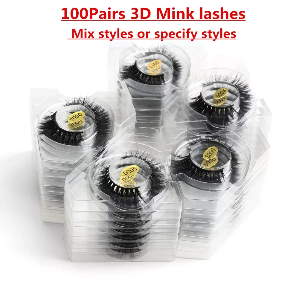 

NEW2023 10/20/30/40/50/100 Pairs 3D False Eyelashes Long Lasting Faux Mink Lashes Makeup Eyelash Extension Supplies Wholesale