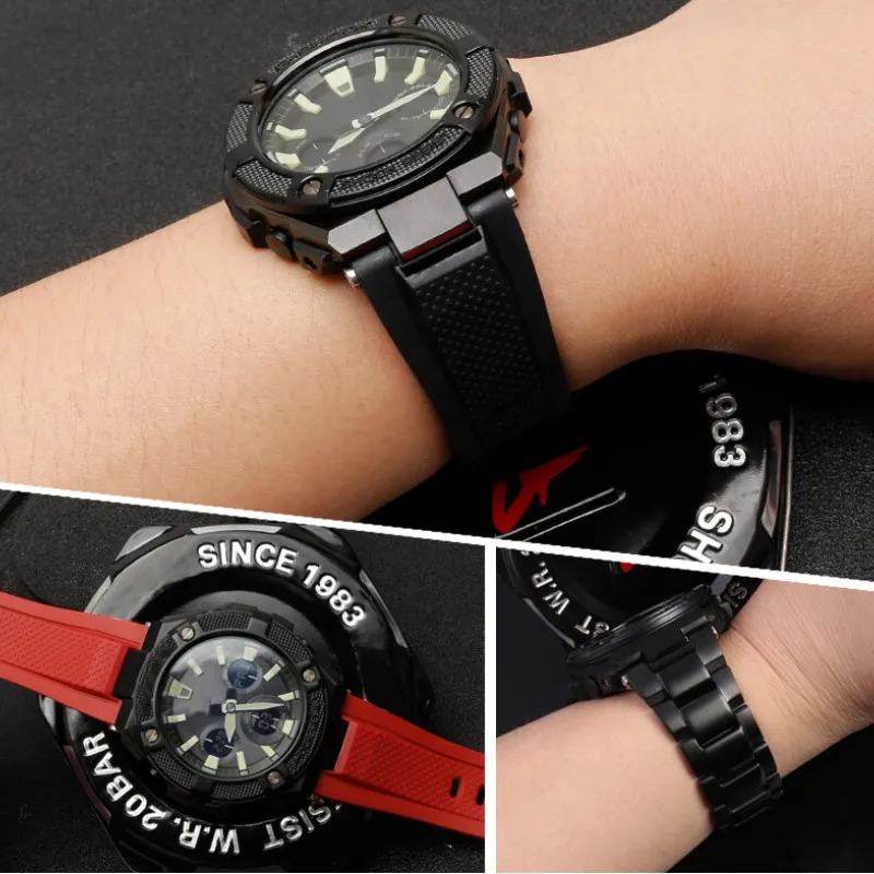 Фото Женский браслет для часов Casio Gst210 новый силиконовый резиновый/S130/B100/S100G/S110/410, ремешок для часов высокого качества с инструментами №5