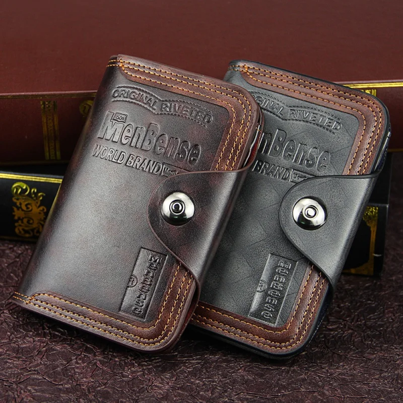 Luxury Large Capacity Men's Wallet Business Holder Purse Male Short Clutch Bag Magnetic Snap Foldable Wallet