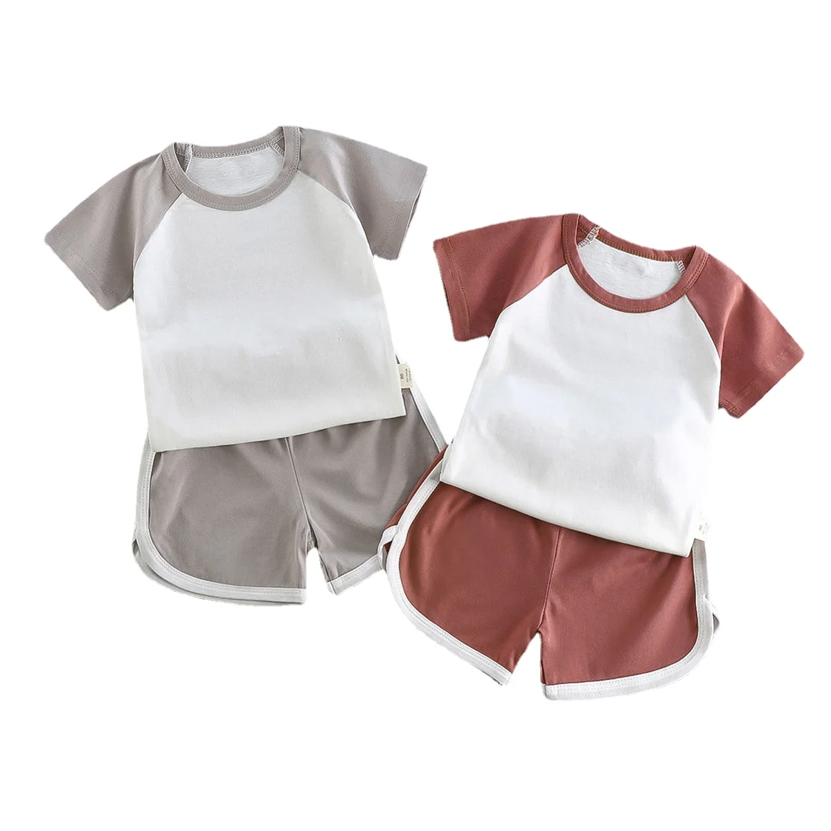 

Комплект детской одежды, хлопковые спортивные костюмы для мальчиков, топы для девочек + фото, летний детский комплект из 2 предметов