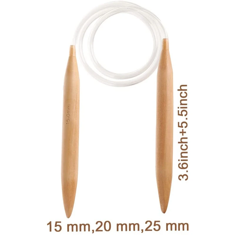 3 шт. круговые деревянные спицы для вязания 15/20/25 мм