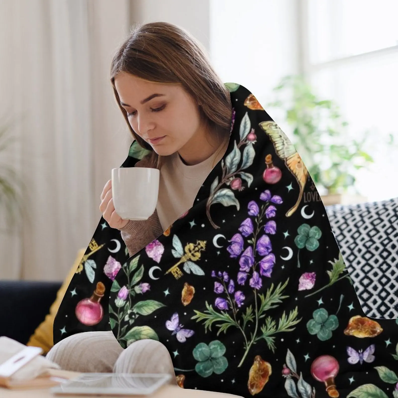 Волшебный узор ведьмы. Ночной козырек Волфыbane. Одеяло Теплые многоцелевые одеяла