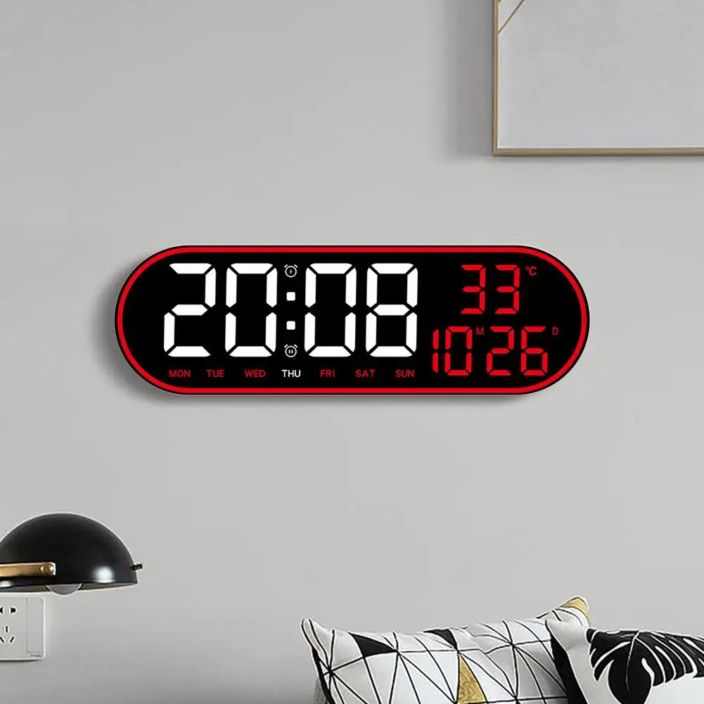 

15 In Alarm Clock With Large LED Display Screen 12/24 Hour Display 5 Adjustable Brightness Wall Clock For Home Farmhouse Office