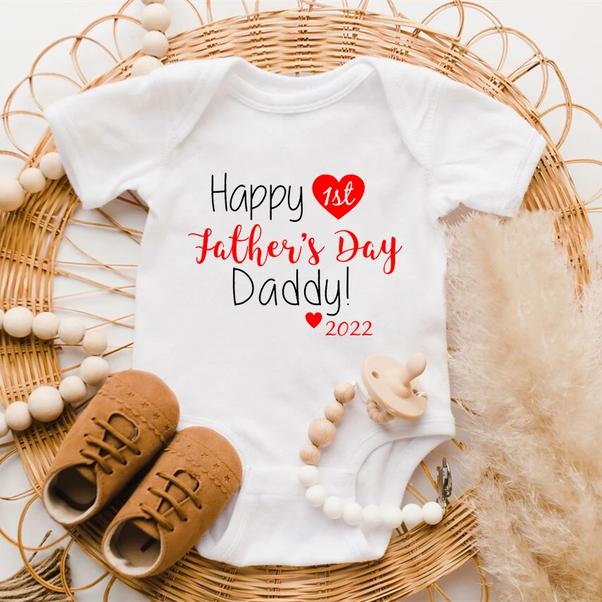 Happy 1st Father's Day Daddy 2022 Baby Bodysuits Cotton Boys Girls Jumpsuits Newborn Infant Ropa Rompers Fathers Day Gifts