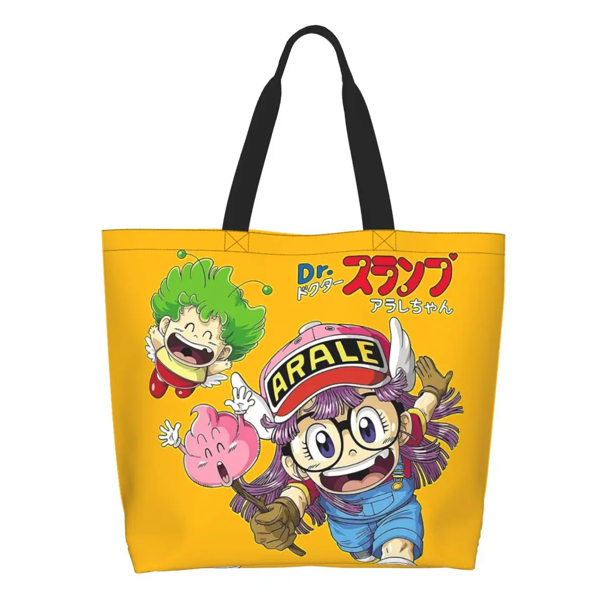 Фото Симпатичная сумка-шоппер Dr.Slump Robot Girl Arale Hoyoyo, холщовая сумка-тоут большой вместимости, сумка через плечо, сумка для покупок, хозяйственная сумка для женщин №1