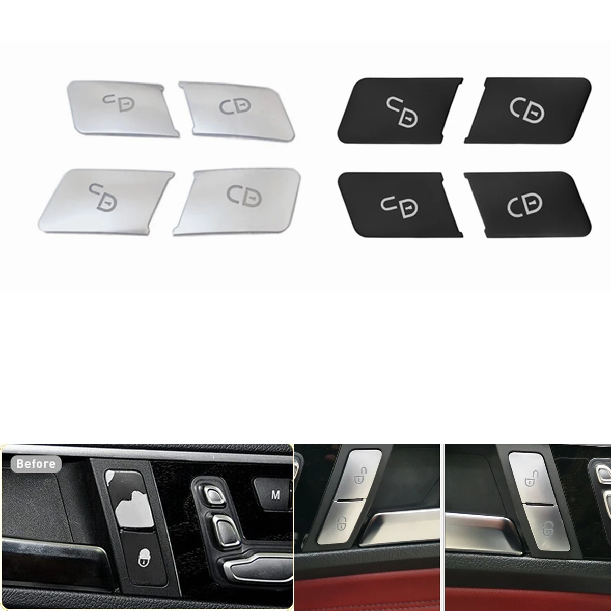 

For Mercedes Benz C E Class W204 W212 C200 E200 E250 Door Lock Unlock Buttons Decoration Cover Stickers Trim Car Accessories