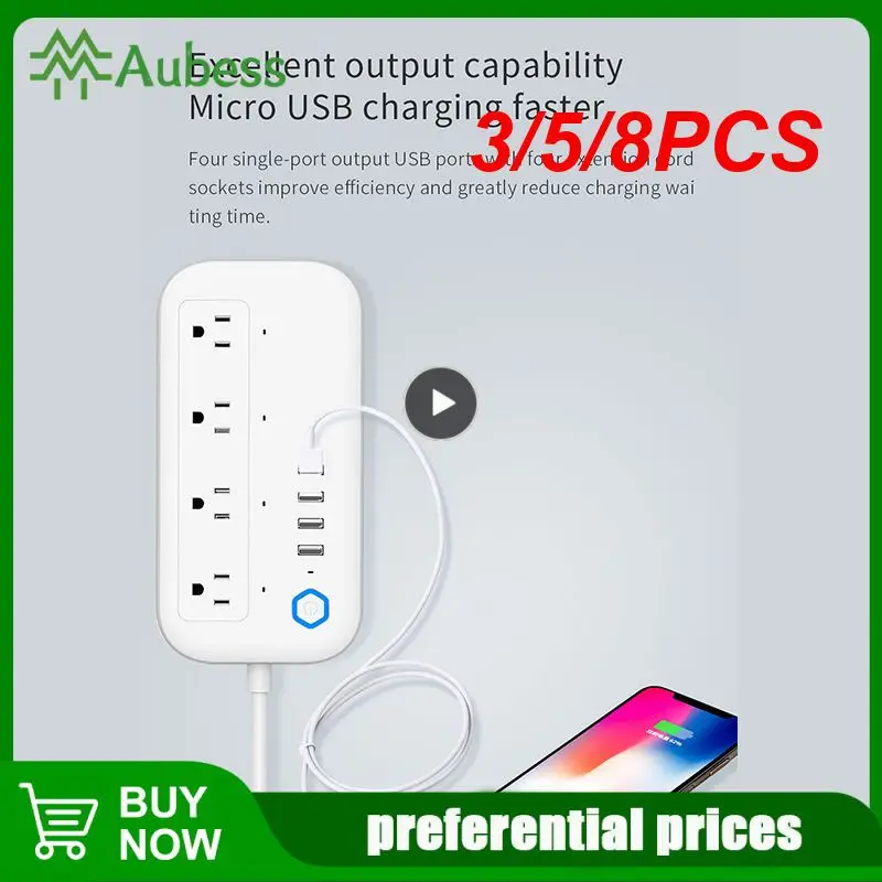 

3/5/8PCS Timing Sub-control Switch Wireless Smart Socket Switch Remote Control Wifi Plug-in Voice Control Tuya