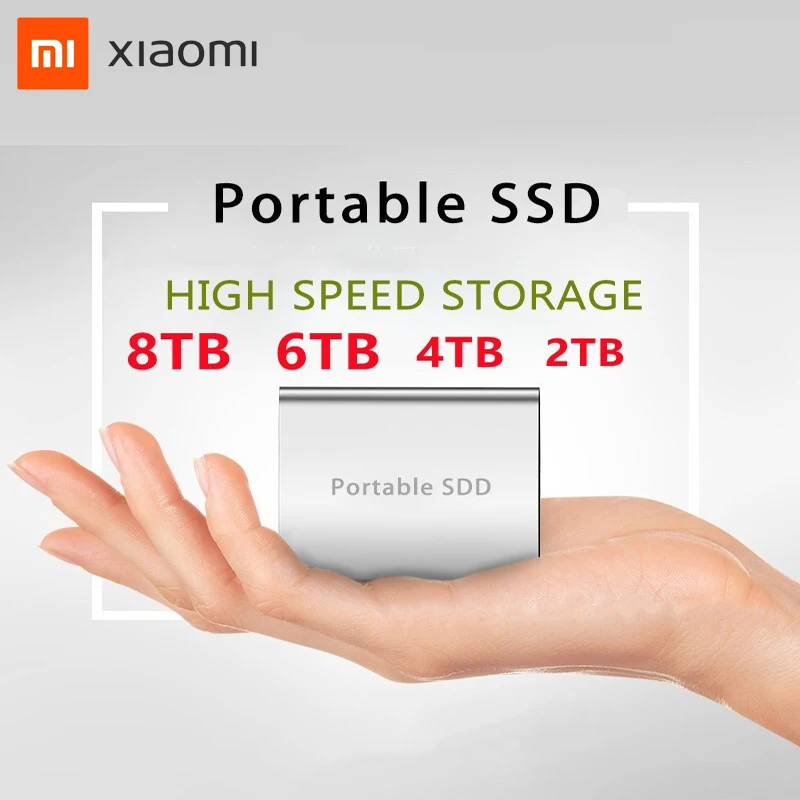 

Xiaomi SSD Portable Flash Memory 12TB SSD Hard Drive USB 3.1 Type-C External SSD Hard Drive for Laptop Desktop 100% Original