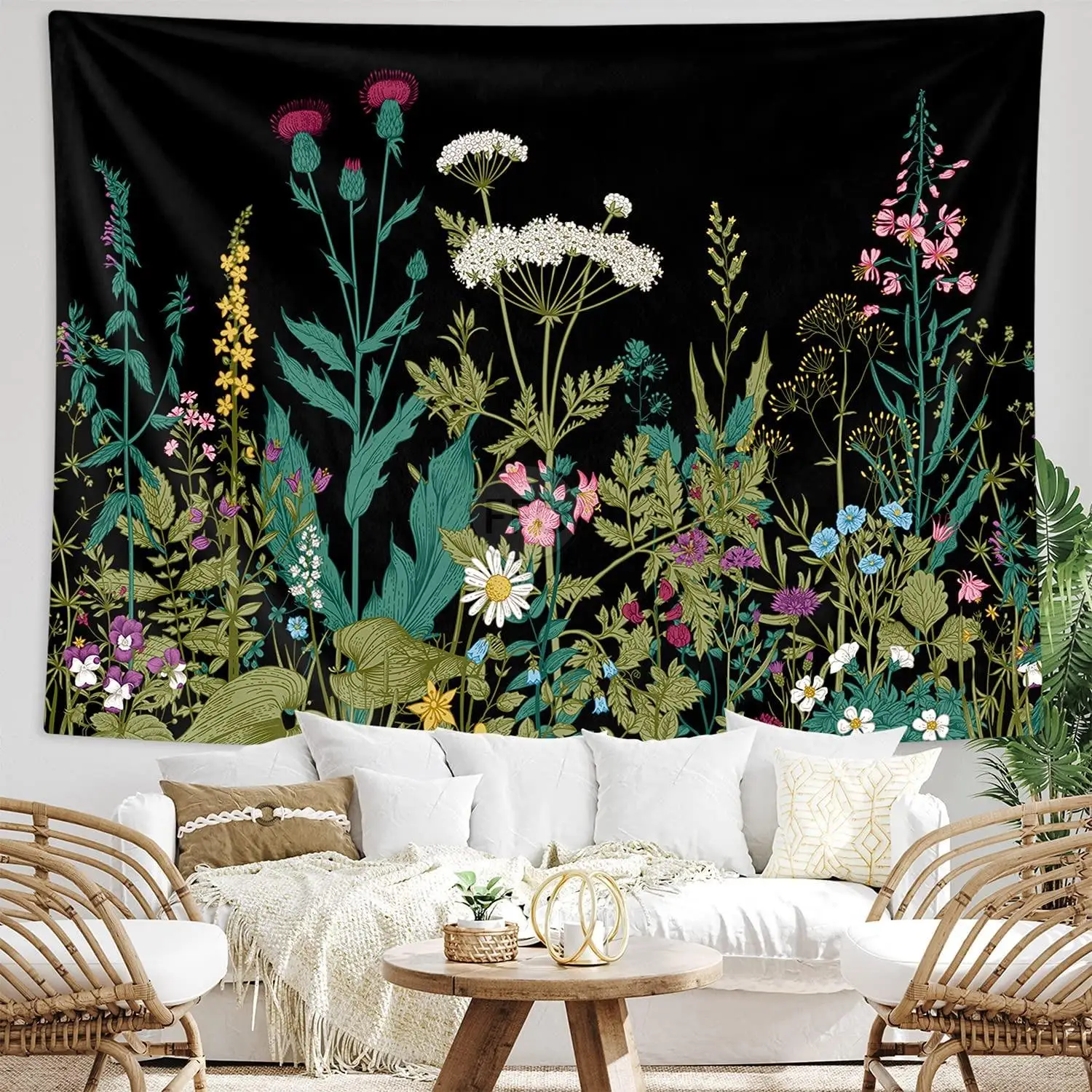 

Psychedelic Flower Tapestry Wall Hanging Bohemian Hippie Landscape Tapestry Astrology Aesthetic Decoration Room Beach Mat