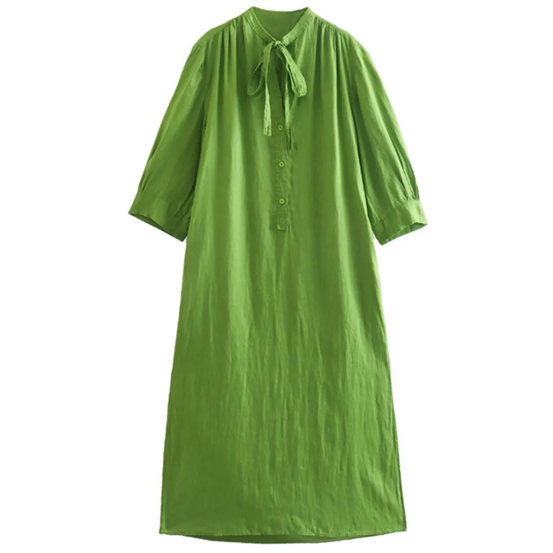 

Maxdutti Loose Bohemian Dress Women Indie Folk Retro Grass Green Linen Dress