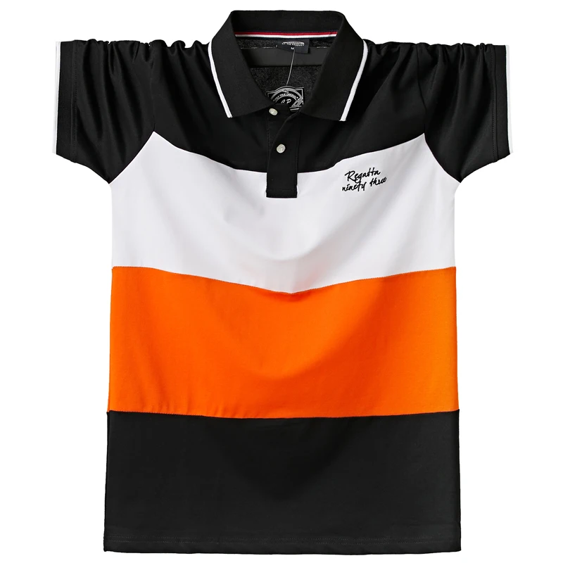 

Patchwork Polo Shirts Short Sleeves Polo Shirt Men Breathable Top Tees Cotton Male Large Tee Summer Fit Slim Large Plus Size 6XL