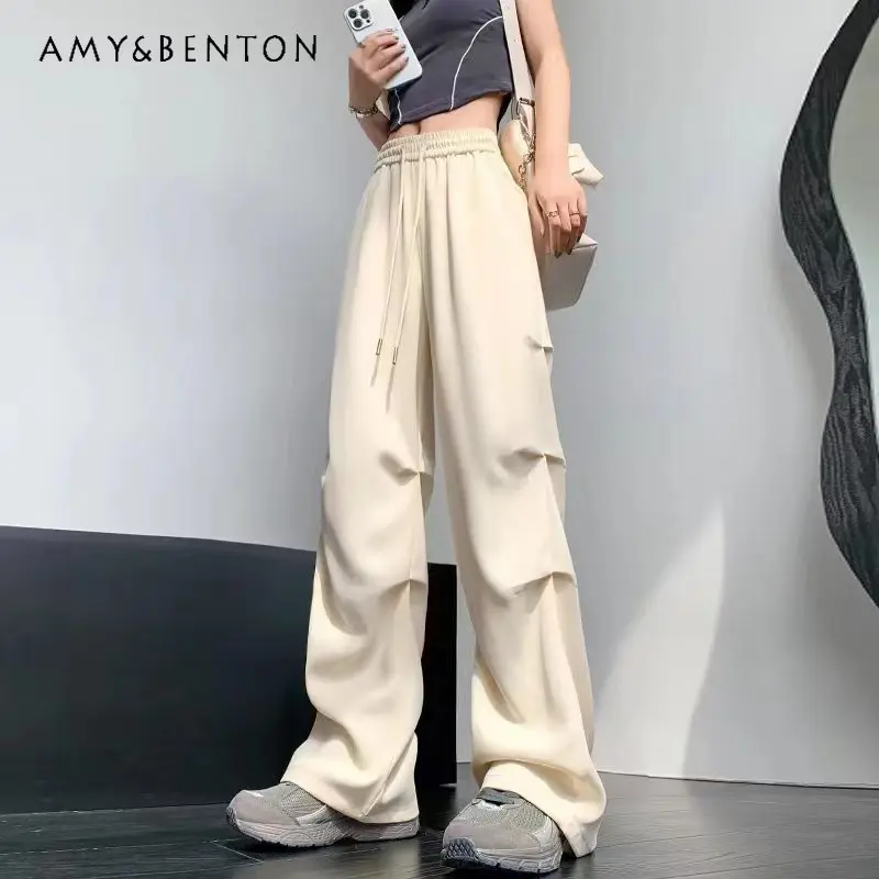 Comfortable High Waist Slimming Straight Wide Leg Pants Loose Casual Trousers Korean Fashion Sweatpants Women Clothes Streetwear