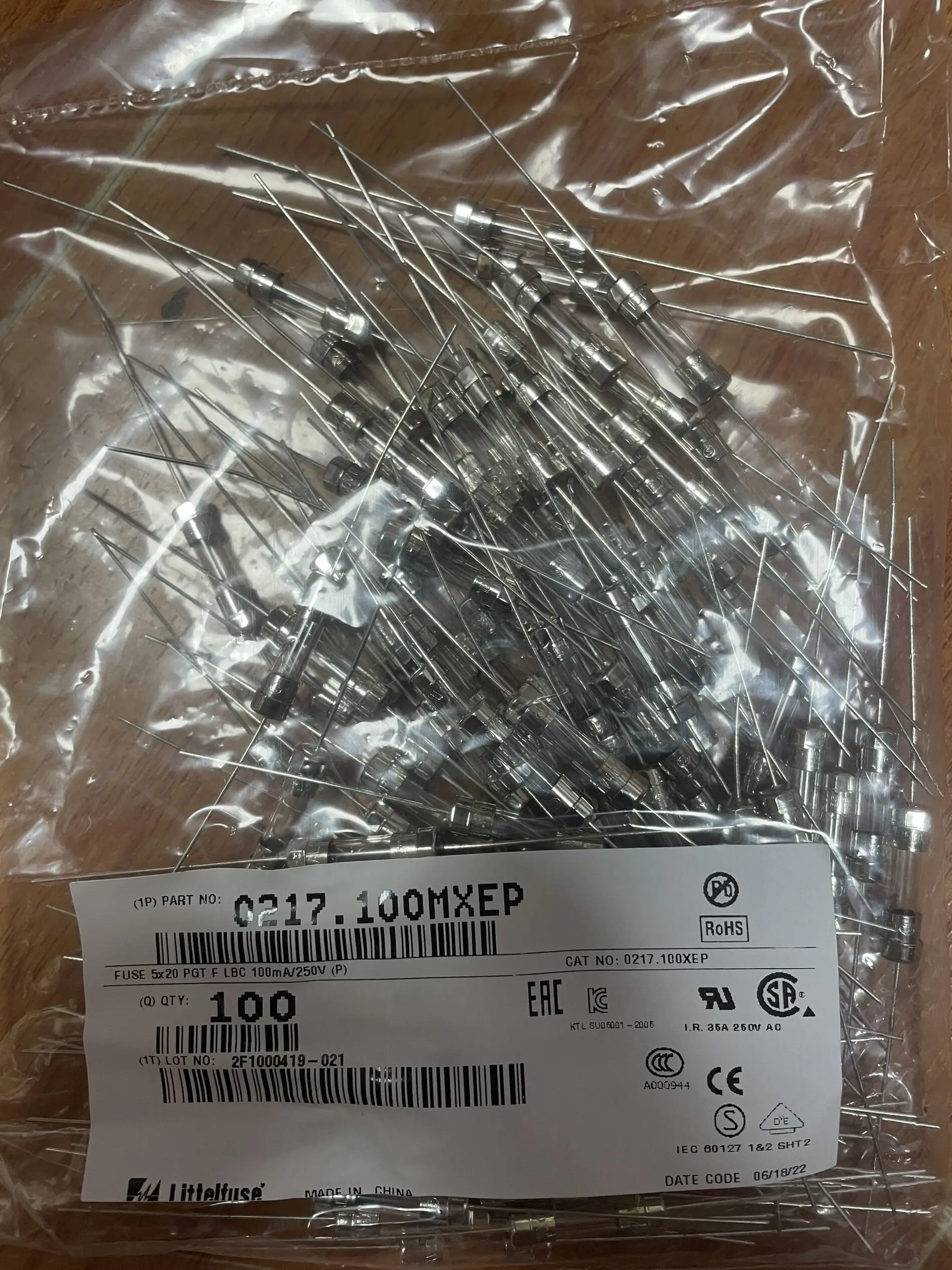 5 шт./партия новый оригинальный предохранитель 0217 100 MXEP 5x20 250 мА в