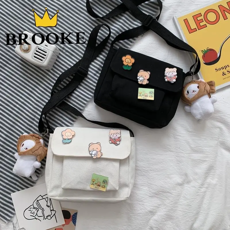 

Милая холщовая Маленькая женская сумка, новинка 2023, японская Диагональная Сумка в стиле Харадзюку, универсальная Студенческая сумка через плечо для девушек, сумки для женщин