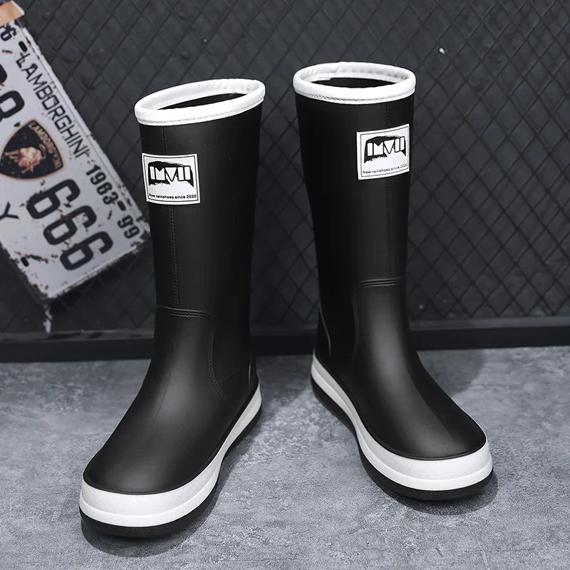 

Hot Rain Boots For Men Outdoor Non-Slip Fishing Water Boots Construction Site Work Rubber Shoes Labor Protection New Autumn