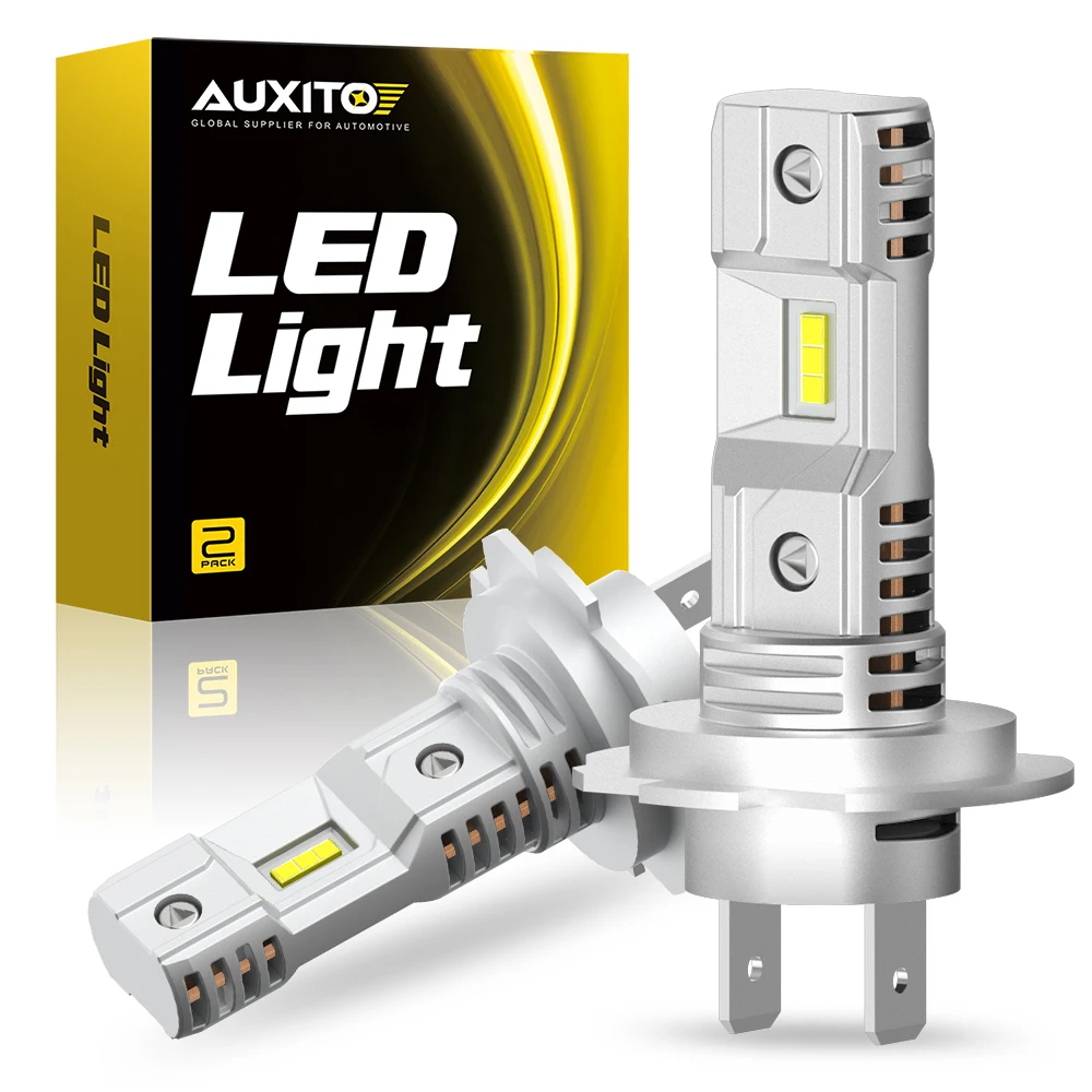 

Светодиодные Лампы Для Фар AUXITO H7, 2 Шт., Чип CSP, 12В, Суперяркие, Белые, Мини-дизайн, 6500K, Угол Освещения 360 Градусов