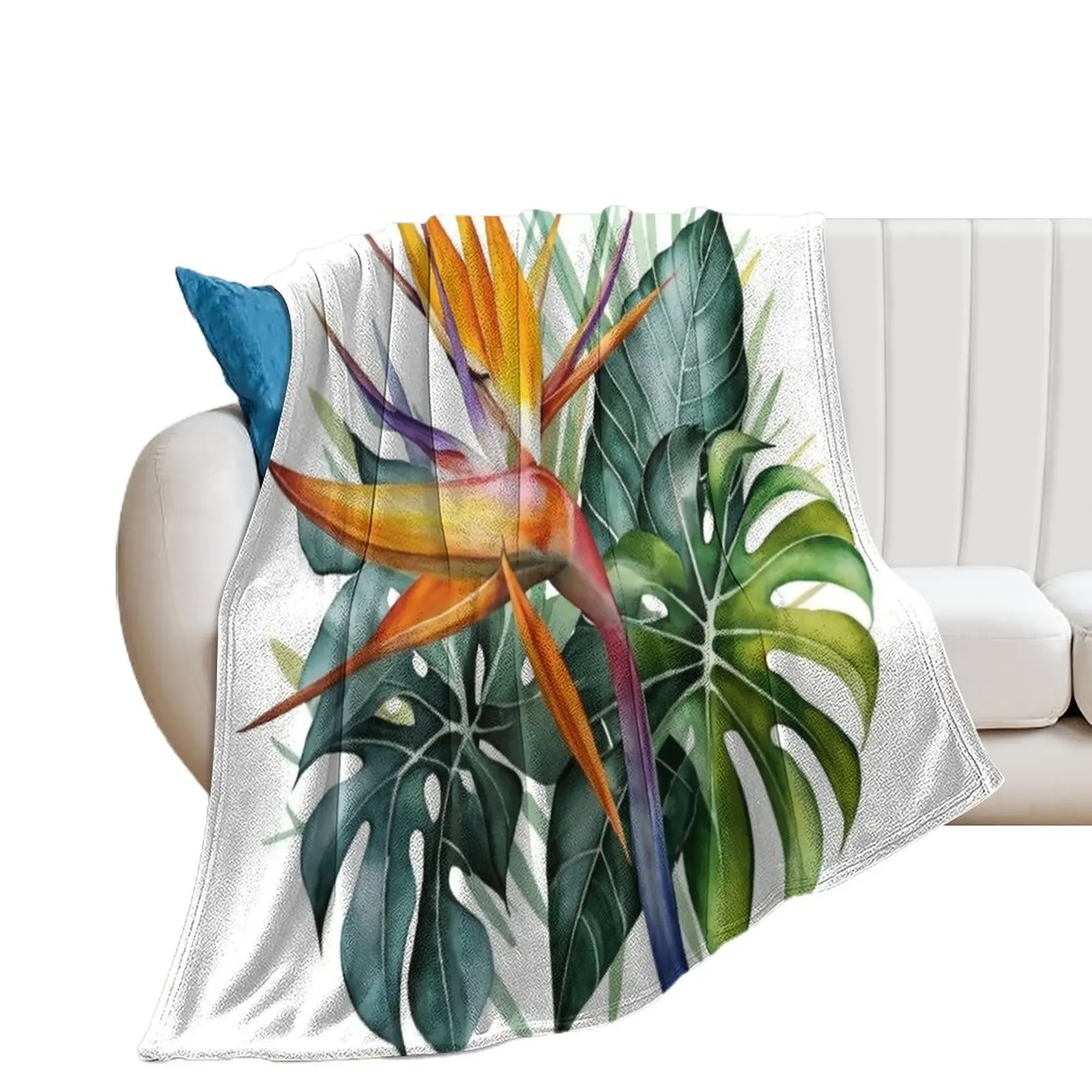 Strelitzia Bliss: Ботаническое красивое одеяло с диваном персонализированный подарок