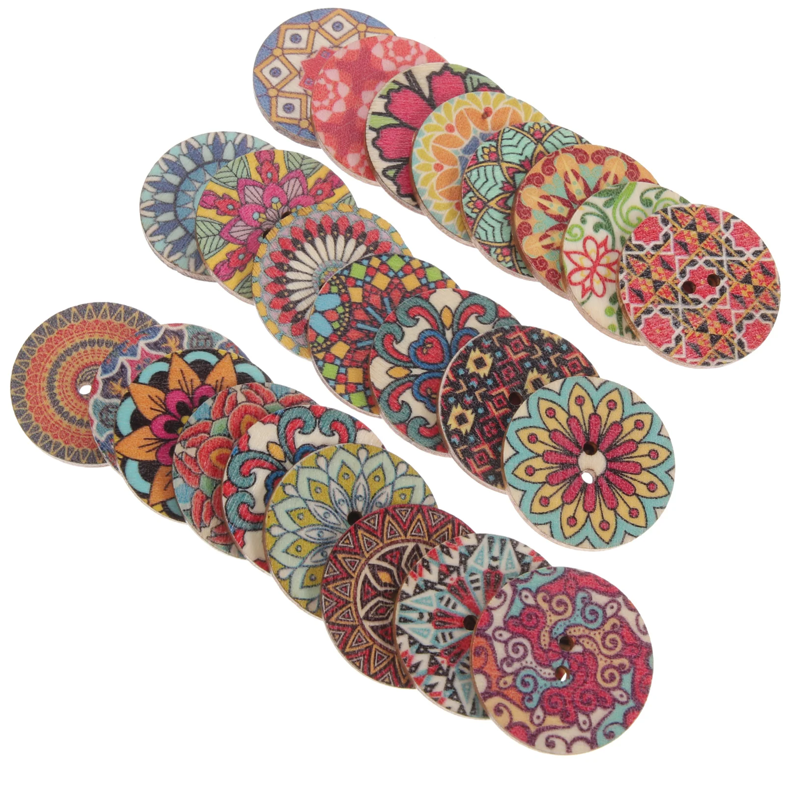 

Wooden Buckle Simple Sewing Buttons Flower Painting DIY Craft Supplies Clothing Replaceable Holes