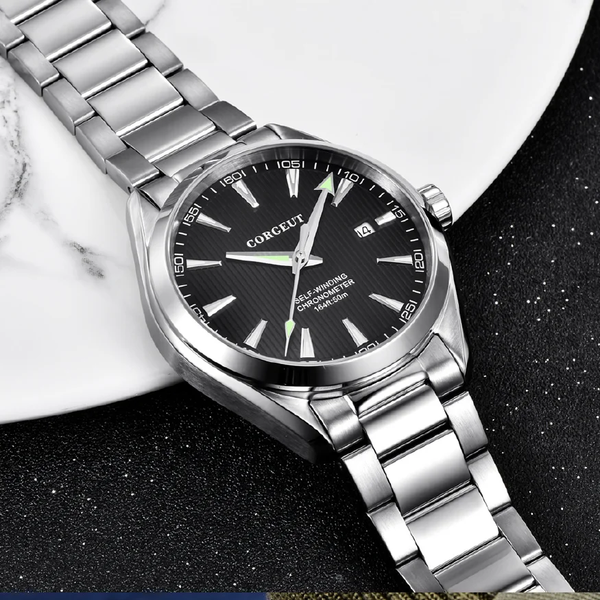 

Luxury top brand Corgeut 41mm men clock miyota 8215 Automatic calendar date Mechanical Sapphire Glass men wristwatch