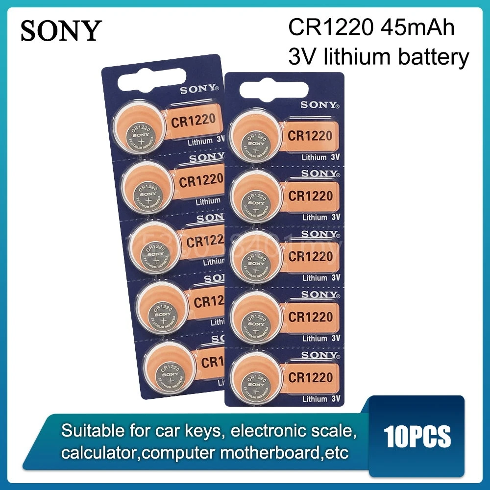 

10 шт. оригинальные кнопочные батарейки SONY CR1220 CR 1220 3V литиевая батарейка BR1220 DL1220 ECR1220 LM1220