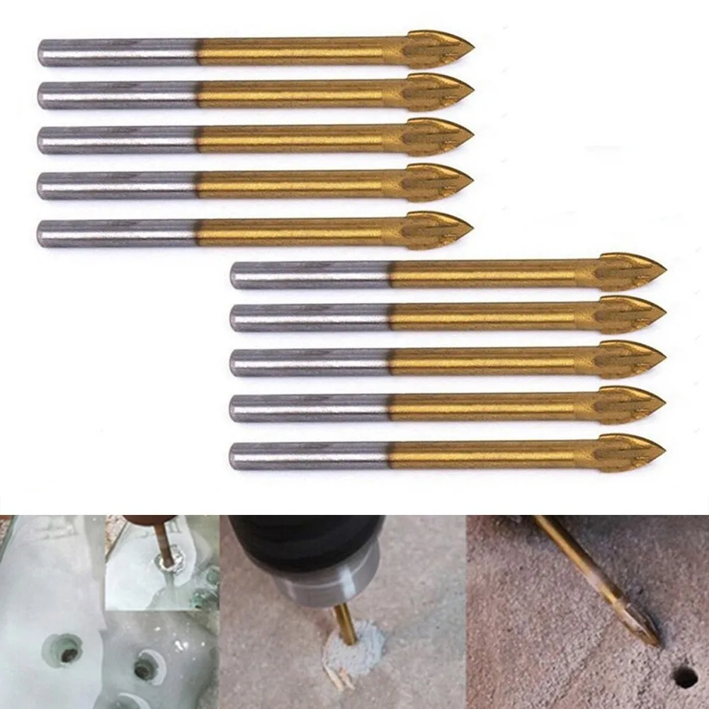 

10pc 6mm Cross Hex Tile Drill Bits Set For Glass Ceramic Concrete Hole Opener Brick Hard Alloy Triangle Bit Tool Kit