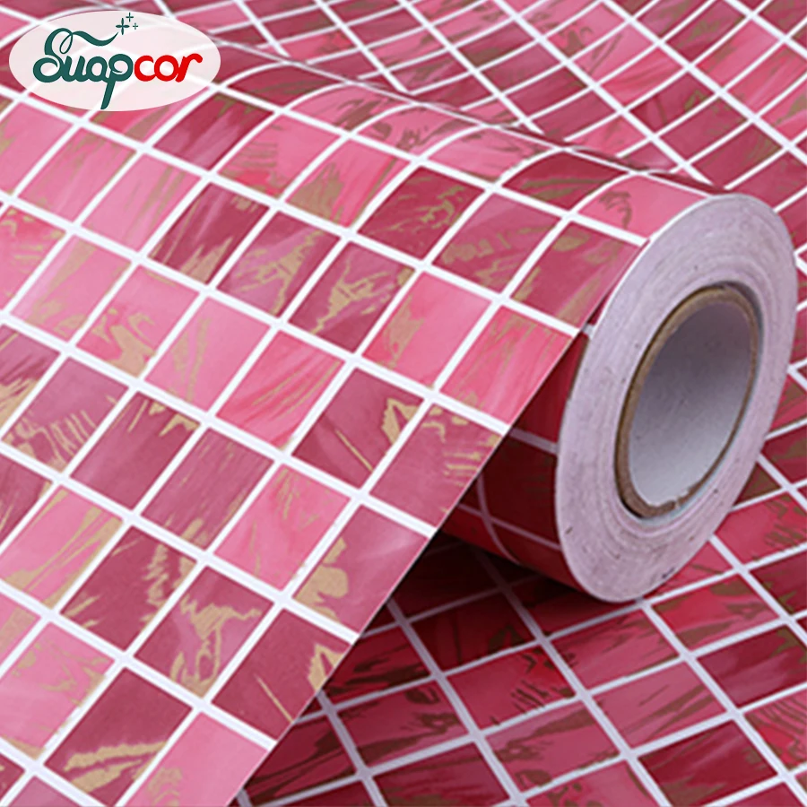 Толстая красная мозаика водонепроницаемая фотопленка для кухни маслостойкие