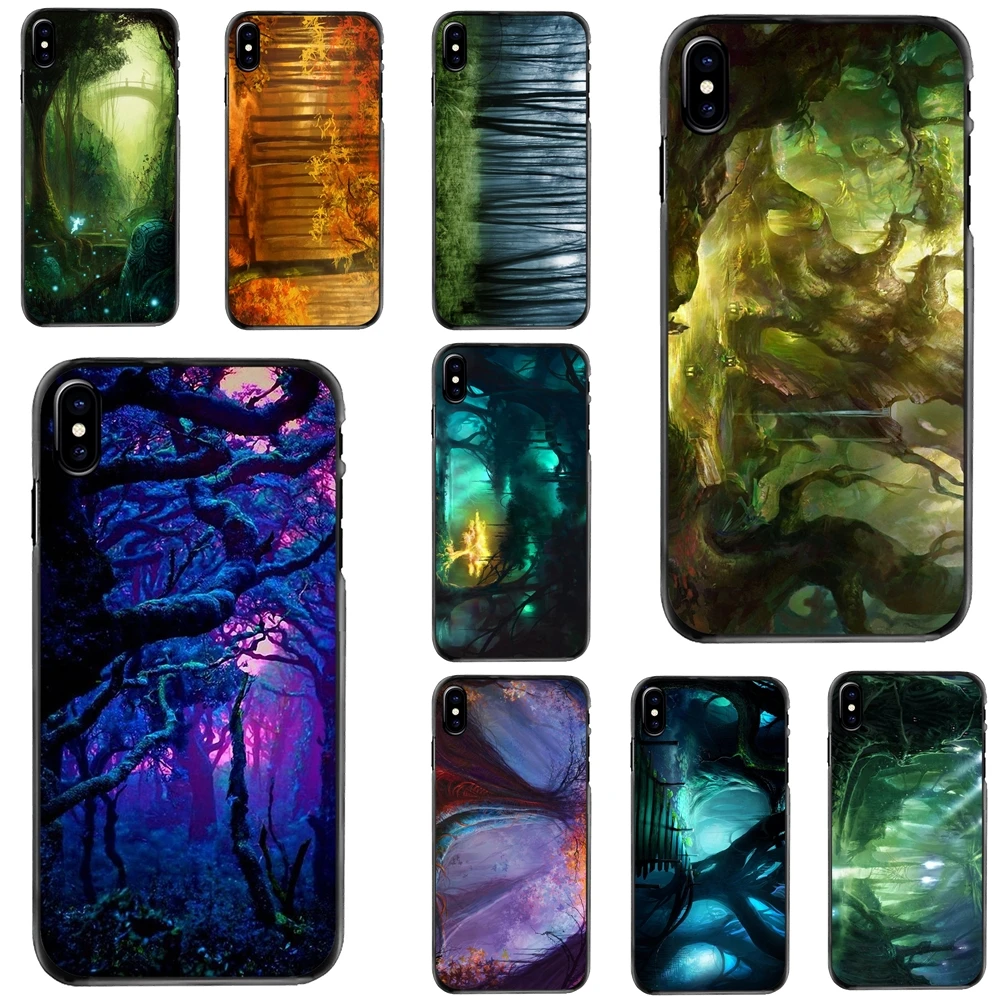 

For Apple iPhone 11 12 13 14 Pro MAX Mini 5 5S SE 6 6S 7 8 Plus 10 X XR XS Hard Phone Shell Case Fantasy Forest HD Wallpaper