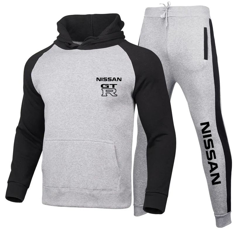 

Hooded Sets Tracksuits Mens GTR sport car logo print Autumn Winter Sweatshirt+Sweatpants Hoodie Set 2 Pieces Zipper Sweatshirt