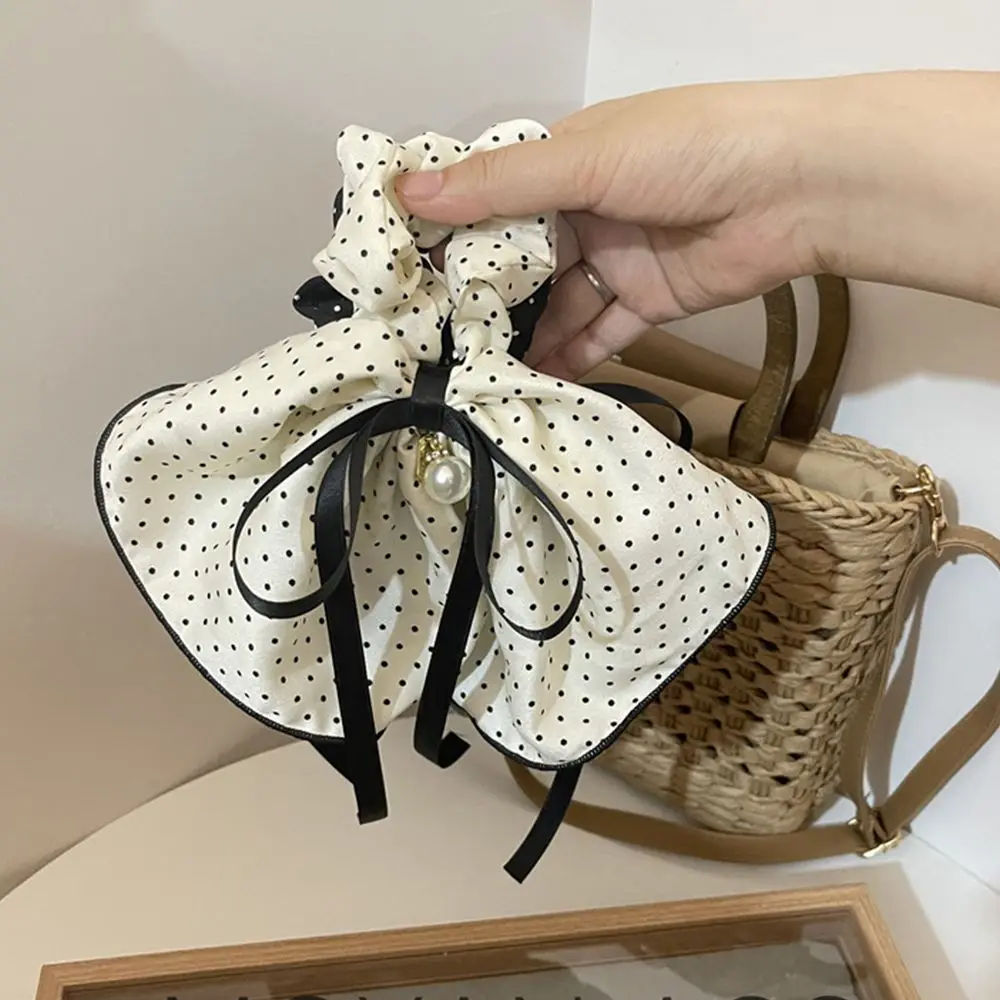 

Ponytail Holder Gift Party Women Hair Accessories Polka Pots Hair Rope Korean Style Hair Rope Pearls Pendant Scrunchies
