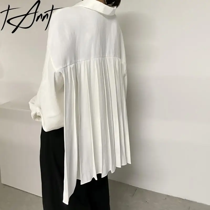 

Tannt Women Shirt Asymmetry Long Sleeves Casual Shirts Tops Irregular Batwing Sleeve White Oversize Blouse Tops Women 2023 New