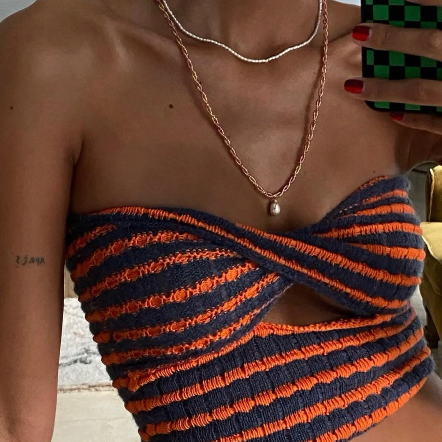 Модная майка с открытой спиной Y2K лето 2022 вязаный укороченный Топ без бретелек