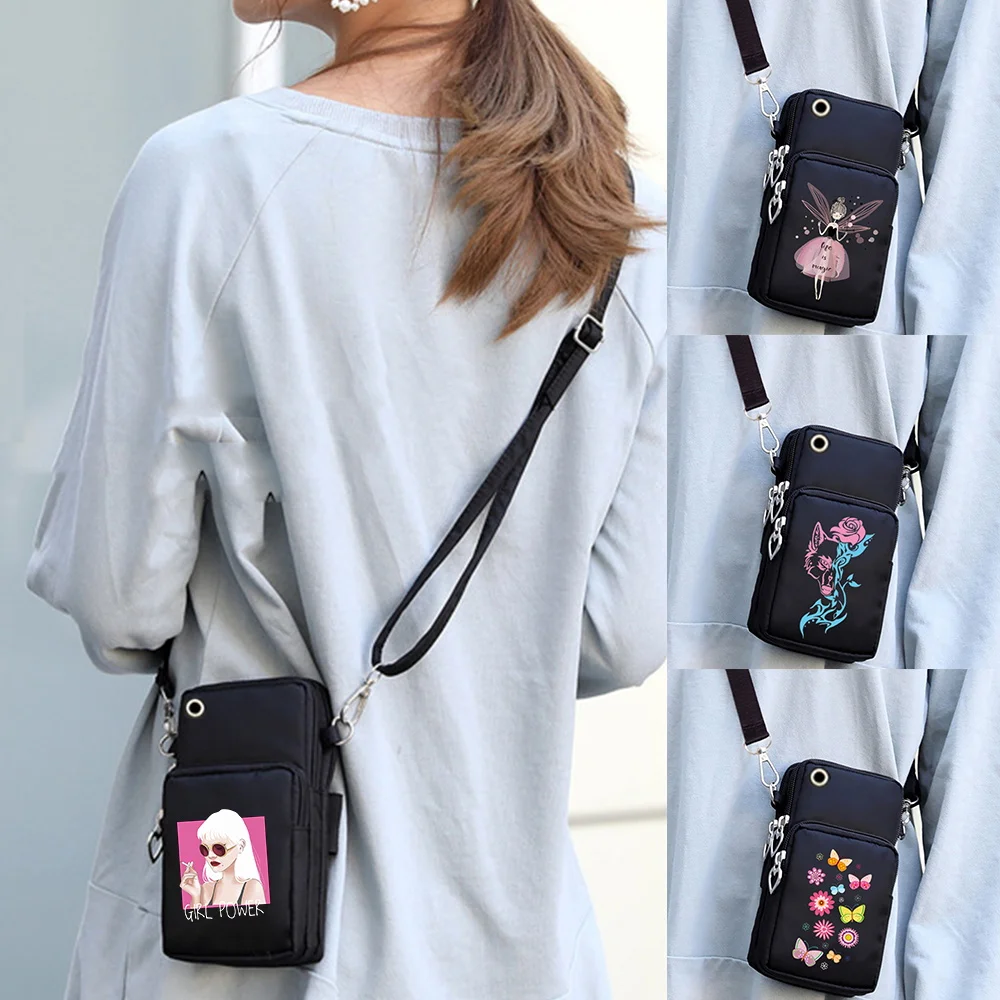 

Universal Shoulder Mobile Phone Bag for Huawei/Xiaomi/Samsung Color Printed Pattern Pouch Unisex Handbag Organizer Women Package