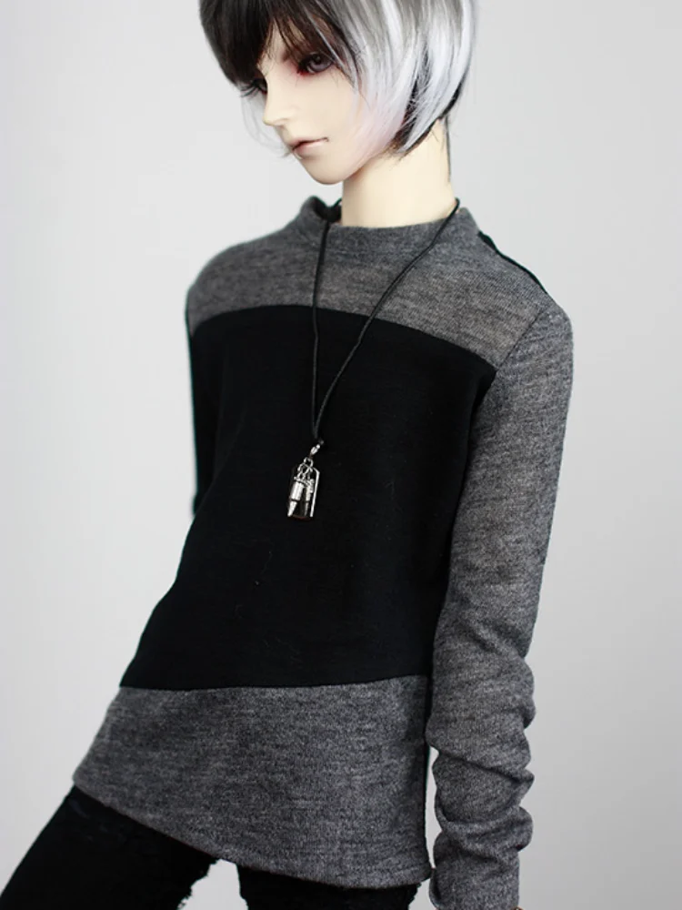 

BJD doll clothes Casual black gray joint asymmetrical stitching base T-shirt for 1/3 1/4 BJD SD DD MSD MDD SD17 Uncle doll size