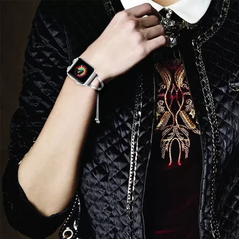 Women Strap for Apple watch 7 SE 6 5 4 band 40mm 44mm 41 45mm Stainless steel metal bracelet correas for iWatch 38 42mm series 3