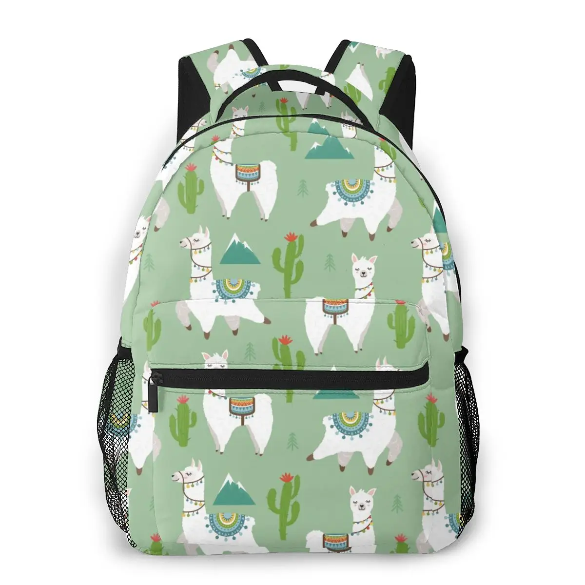 Tribe Llama Alpaca Cactus Pattern Female School Bag Girls Travel Bag