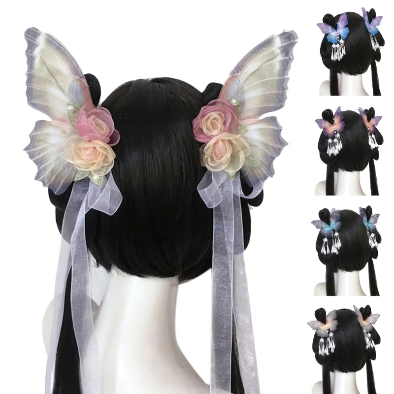 

Hanbiuk Hair Clip for Women Chignon Barrettes Tulle Hair Clips DropShip