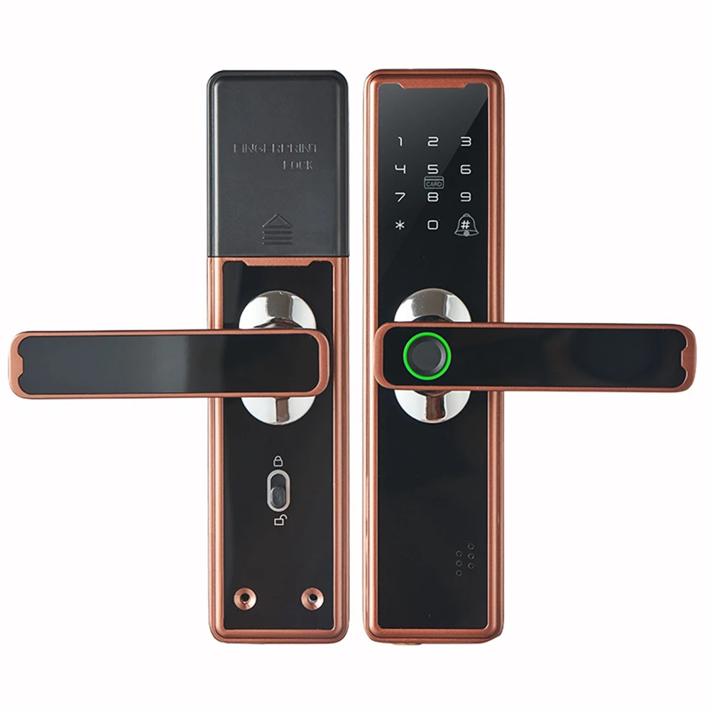 

Tuya Bluetooth APP Biometric Fingerprint Security Intelligent Smart WiFi Password Electronic Door Lock Red Bronze