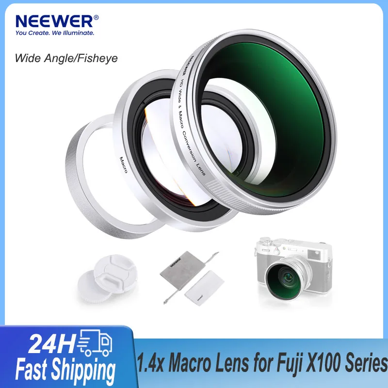 Макрообъектив NEEWER 49 мм 0.75x с широким углом обзора/0.43x рыбий глаз и 1.4x для Fujifilm X100VI