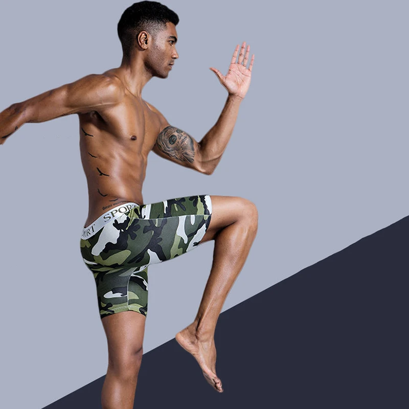 3Pcs Men Camouflage Fashion Fitness Sports Cotton Plus Size Underpants Comfortable Breathable Plus Length Men's Plus Size Boxer